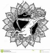 Zodiac Dreamstime Sagittarius Sun Frame Flares Sunflower Petals Decorative Sign Signs sketch template