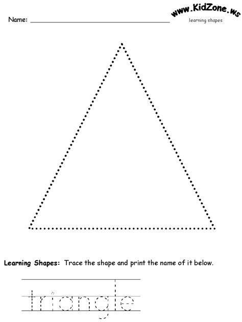 shapes recognition practice worksheettrace triangles learning
