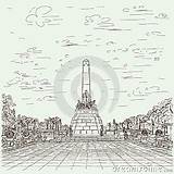 Rizal Park Luneta Monument Jose Manila Destination Drawn Philippines Famous Illustration Hand sketch template