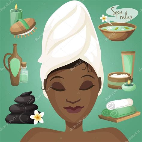 black woman spa black woman in spa — stock vector