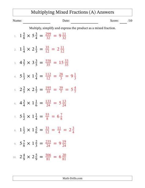 multiplying  mixed fractions