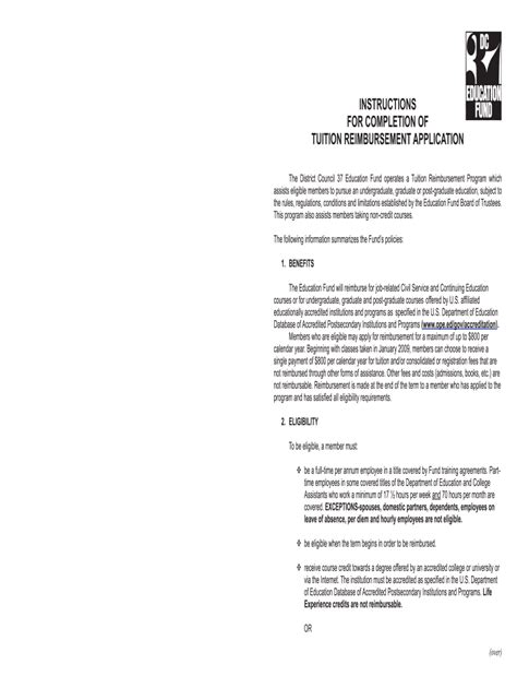 dc  instruction  completion  tuition reimbursement application