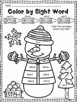 Sight Word Color Snowman Winter Kindergarten Words Grade Coloring Practice Preschool Activities Letter Fun Students Reading Book Teacherspayteachers Downloads Worksheet sketch template
