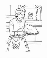 Coloring Pages Thanksgiving Cooking Dinner Grandmother Feast Printables Sheets Holiday Mom Family Food Printable Colouring Bible Turkey Kids Print Traditional sketch template
