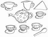 Tea Coloring Party Pages Printable Alice Wonderland Boston Kids Teapot Drawing Teacup Adults Print Book Cup Sheets Color Clipart Princess sketch template