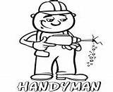 Professions Coloring Handyman Printable Pages Builder Drill sketch template