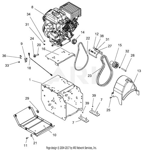 ariens    deluxe  parts diagram  engine frame  belt drive