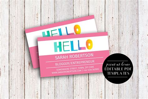 printable business cards instant  editable  etsy sellers
