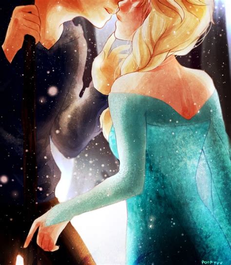 kiss elsa and jack frost fan art 36847927 fanpop