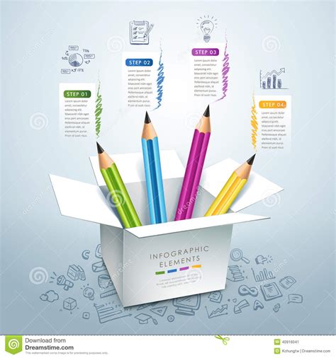 business education pencil infographics stock vector