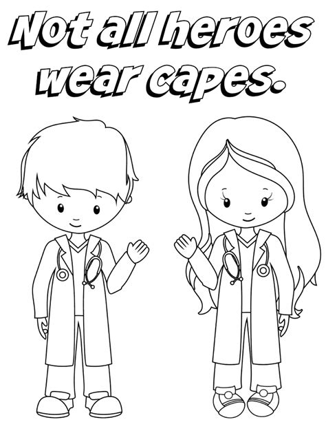 heroes wear capes doctornurses coloring sheet