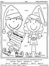Christmas Math Coloring Worksheets Color Pages Code Printable Problem Worksheet Activities Year Getdrawings Grade Fun School Problems Puzzle Old Holiday sketch template