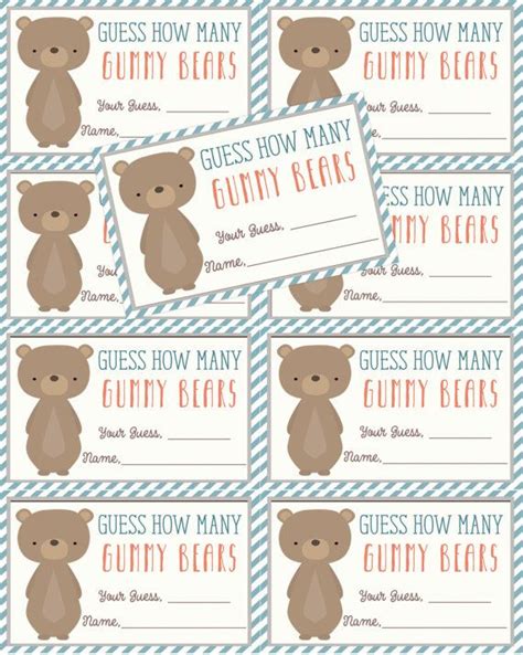 woodland baby shower gummy bear guessing game etsy   bear