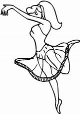 Coloring Ballerina Dancing Ballet Pages Girl sketch template