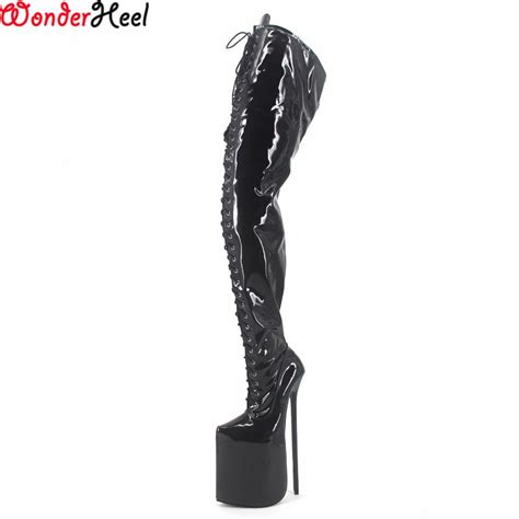 buy wonderheel new 12 heel patent leather thigh high