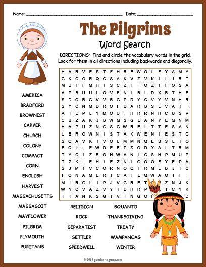 printable pilgrims word search