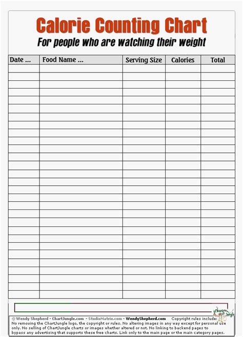 calorie counting template