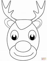 Reindeer Coloring Face Pages Printable Christmas Drawing Head Color Easy Print Draw Drawings Animals Puzzle sketch template