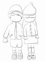 Hands Holding Boy Girl Drawn Coloring Hand Illustration sketch template