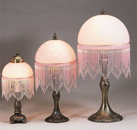 meyda tiffany  victorian glass globe pink fringed mini lamp