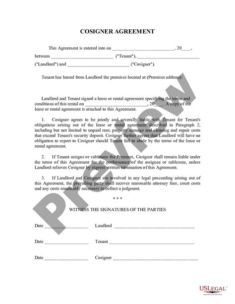 florida landlord tenant lease  signer agreement cosigner