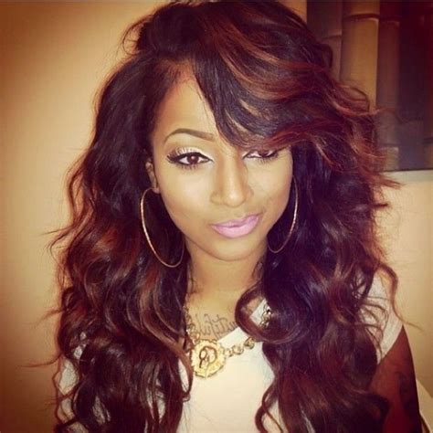 Curly Weave Hairstyles With Side Bangs