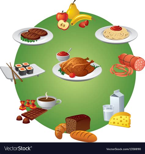 food icon set royalty  vector image vectorstock
