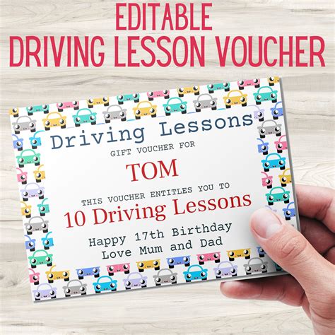 driving lessons voucher template driving lesson gift etsy uk