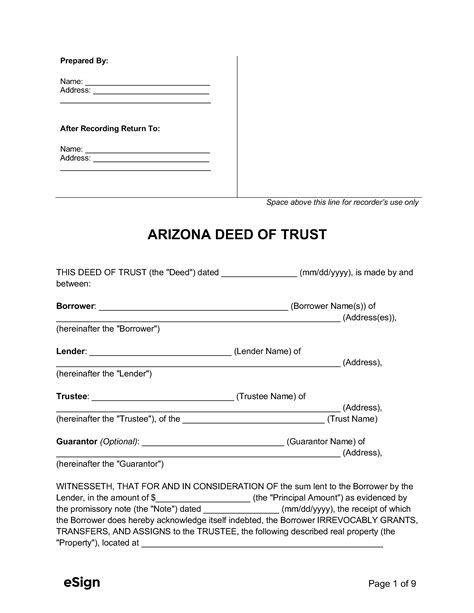 arizona deed  trust form  word