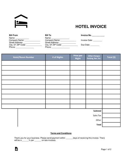 hotel receipt template printable templates