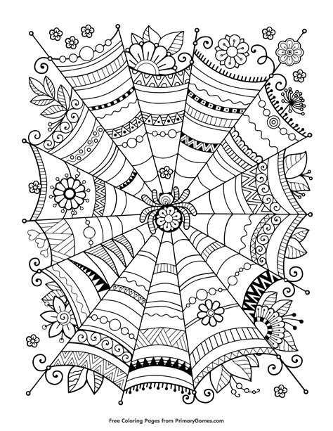 printable spider halloween coloring pages  adults thekidsworksheet