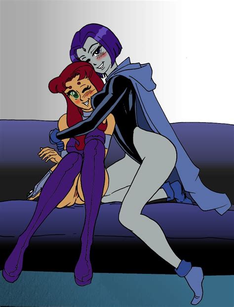 Teen Titans Hugging Starfire And Raven Lesbian Lovers Superheroes
