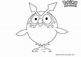 Pokemon Hoothoot Coloring Pages Printable Kids Color sketch template