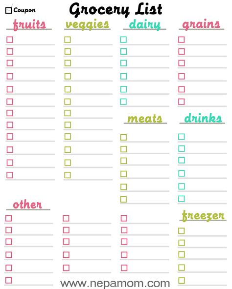 grocery shopping list template print  template   save money