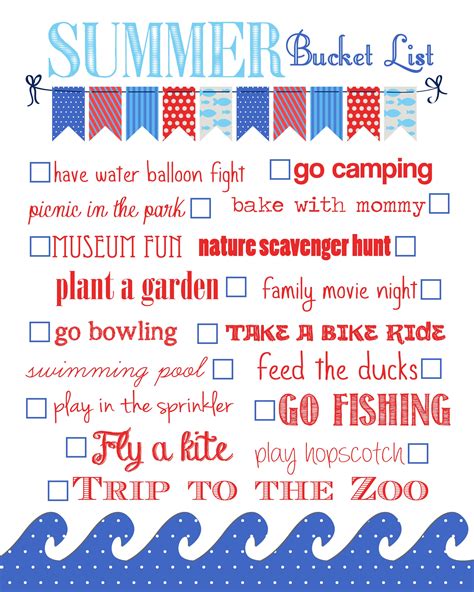 summer bucket list  printable   nest