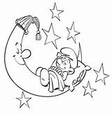 Coloring Smurf Lazy Sleep Moon sketch template