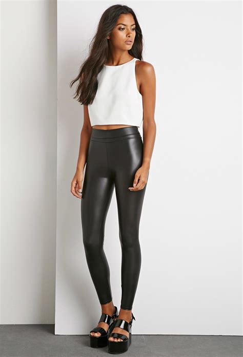 Forever 21 Faux Leather Leggings In Black Lyst