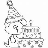 Birthday Puppy Cake Coloring Happy Pages sketch template