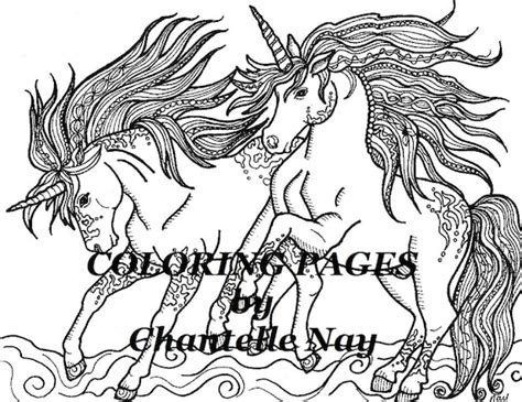 unicorns coloring page adult coloring picture digital