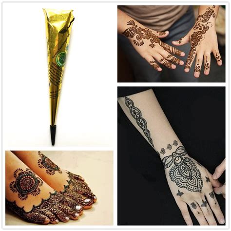 hot mehndi black ink color henna tattoo paste indian waterproof henna