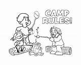 Camp Summer Coloring Pages Drawing Choose Board Kids Camping Rules Paintingvalley sketch template