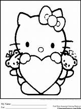 Kitty Hello Coloring Pages Valentine Kids Sheets Cute Printable Heart Colouring Print Drawing Bullying Stop Disney Valentines Sanrio Color Hearts sketch template