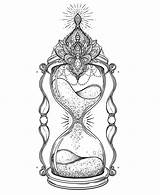 Hourglass Clessidra Tattoo Sanduhr Roses Antica Sopra Isolata Decorativa Mit Antike Dekorative Lokalisiert Decorazione Countdown Volante sketch template