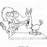 Groomer Licking Cartoon Outlined Toonaday Leishman Vecto sketch template
