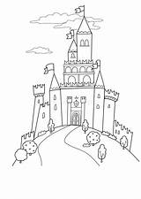 Fiabe Fiaba Kasteel Sprookje Zwart Parati Moat Fairytale Kleuren Middeleeuws Aantekenvel Magische Kinderen Illustratie Pixers sketch template