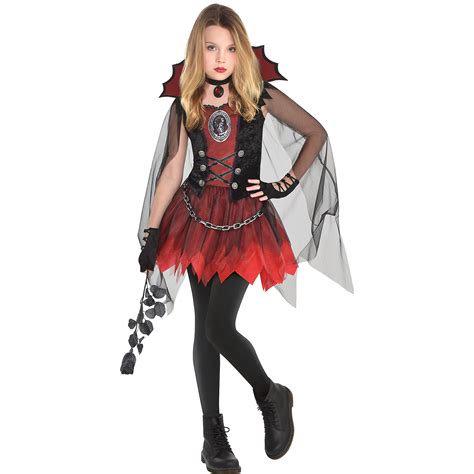 suit  dark vampire costume  girls size medium   includes dress cape