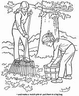 Coloring Pages Kids Fall Seasons Mulching Popular sketch template