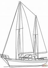 Coloring Ketch Pages Boat Sailing Drawing Color Ship sketch template