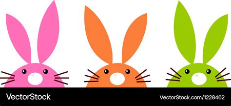 cute simple easter bunnies set isolated  white vector image