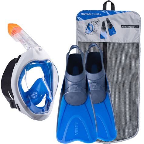 kit snorkel mascara easybreath aletas adulto azul subea decathlon